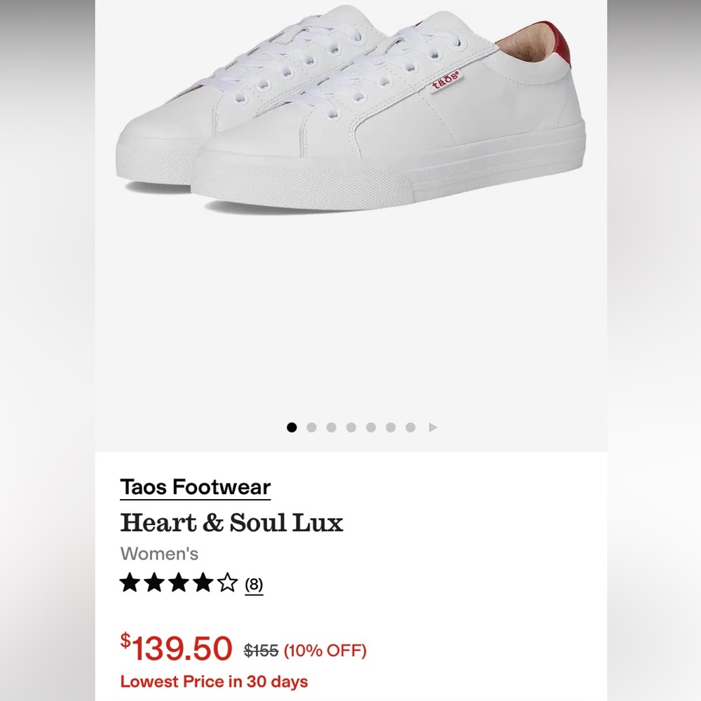 Taos Heart & Soul Lux white leather sneaker